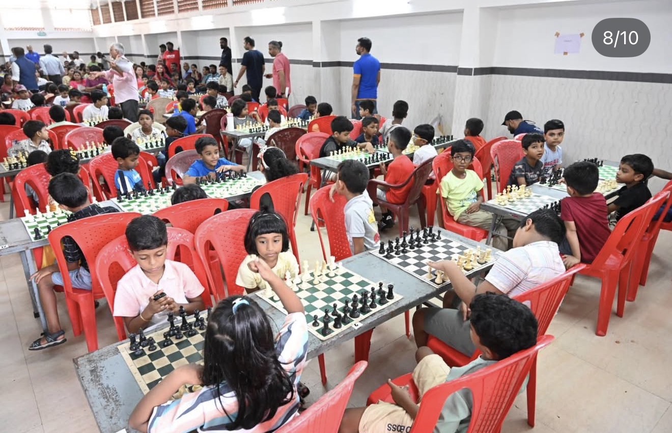 Young chess players concentrating on their boards at Champions Gambit Season 1